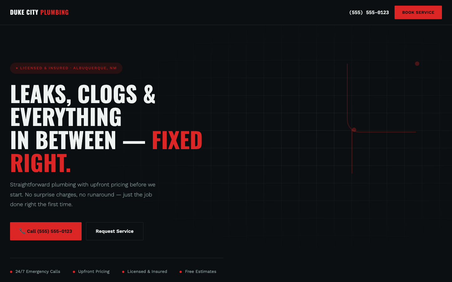 Duke City Plumbing website